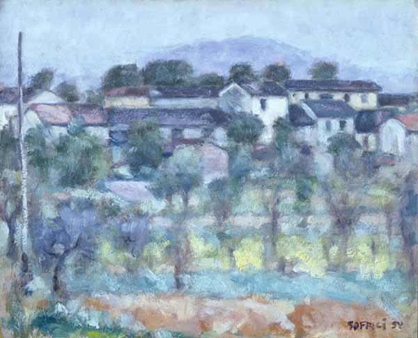 Ardengo Soffici Veduta serale del Poggio, 1952, olio su compensato, cm 42 x 52, Fondazione Cariplo