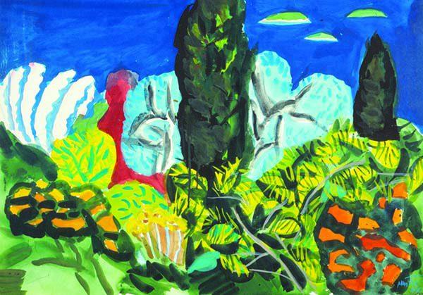 Edo Murtic Mediteraner Garten Aquarell 1997