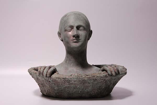 Sergio Monari Arcana attesa plastoforma patina bronzo